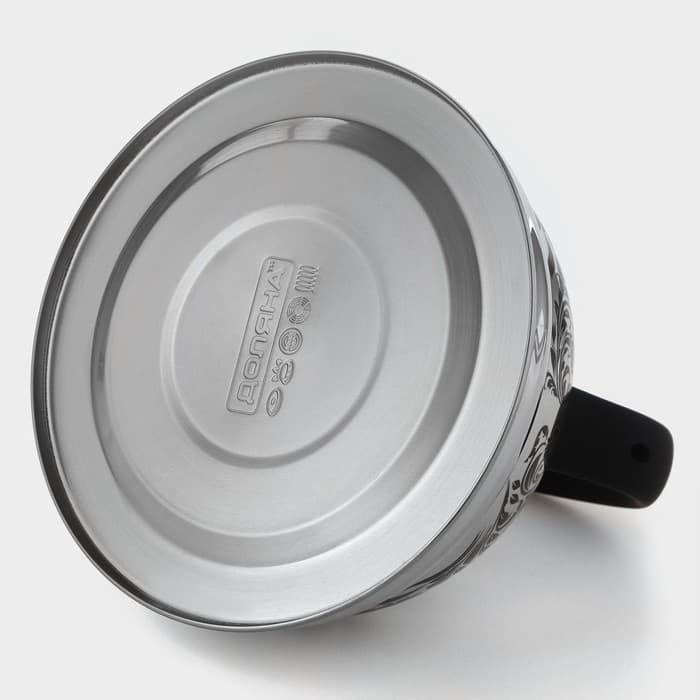 Чайник Доляна «Расцвет», 2.8 л, со свистком, фиксированная ручка, с индикатором нагрева, нержавеющая сталь, серебристый