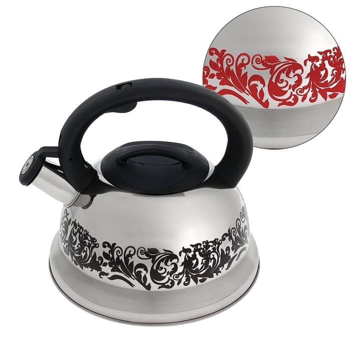 Чайник Доляна «Расцвет», 2.8 л, со свистком, фиксированная ручка, с индикатором нагрева, нержавеющая сталь, серебристый