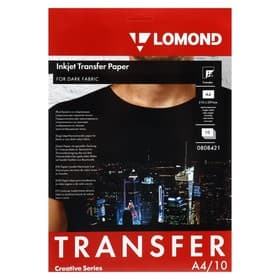 Бумага термотрансферная, для тёмных тканей А4, 10 листов LOMOND, 140 г/м², односторонняя