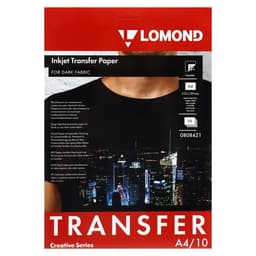 Бумага термотрансферная, для тёмных тканей А4, 10 листов LOMOND, 140 г/м², односторонняя