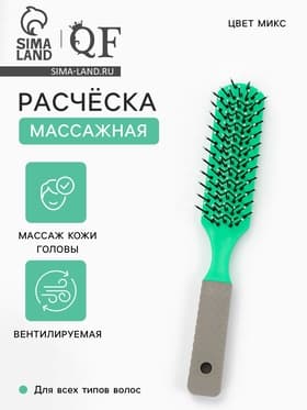Расчёска массажная, вентилируемая, 3×21 см, фасовка 12 шт., МИКС