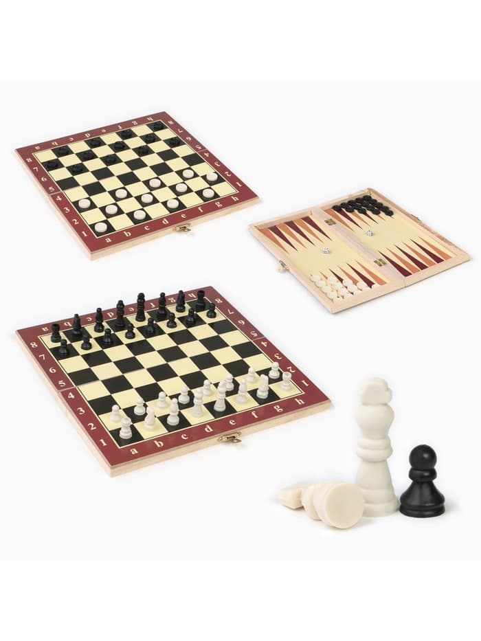 Настольная игра 3 в 1, набор: шахматы, шашки, нарды, 25×25 см