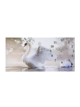 Часы-картина настенные, на холсте, интерьерные, бесшумные «Белый лебедь», 40×76 см
