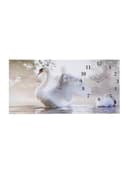 Часы-картина настенные, на холсте, интерьерные, бесшумные «Белый лебедь», 40×76 см