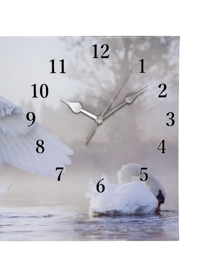 Часы-картина настенные, на холсте, интерьерные, бесшумные «Белый лебедь», 40×76 см