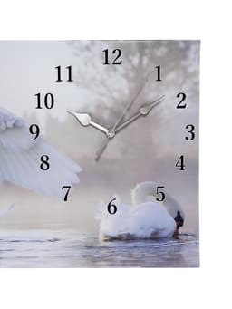 Часы-картина настенные, на холсте, интерьерные, бесшумные «Белый лебедь», 40×76 см