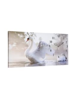 Часы-картина настенные, на холсте, интерьерные, бесшумные «Белый лебедь», 40×76 см