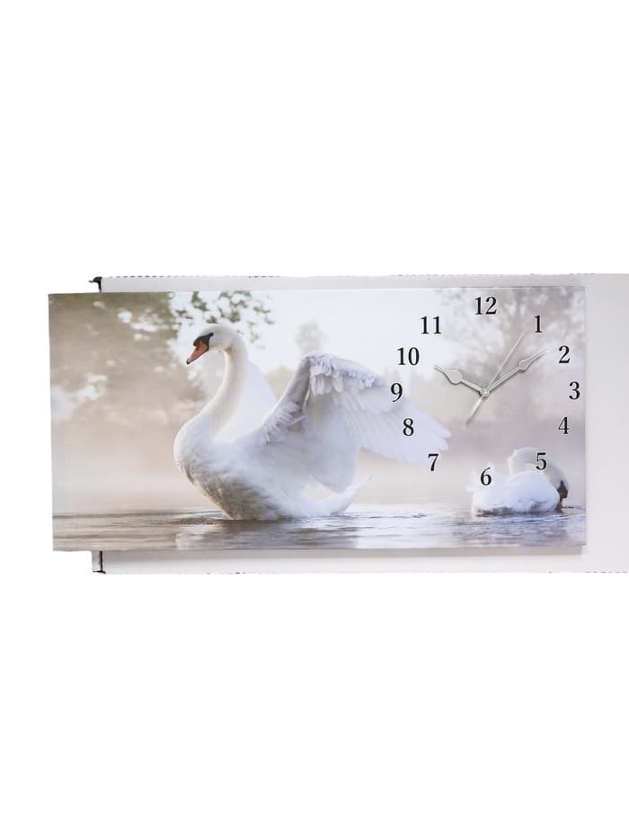 Часы-картина настенные, на холсте, интерьерные, бесшумные «Белый лебедь», 40×76 см