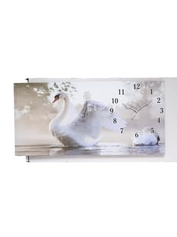 Часы-картина настенные, на холсте, интерьерные, бесшумные «Белый лебедь», 40×76 см