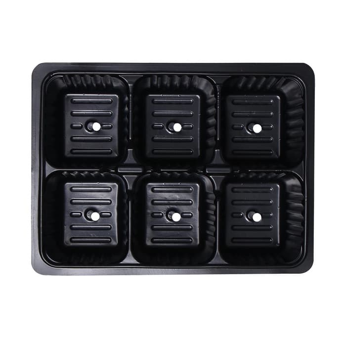 Кассета для рассады, 6 ячеек по 120 мл, пластик, чёрная, 18×13×6 см, набор 10 шт., Greengo