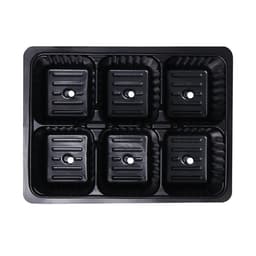 Кассета для рассады, 6 ячеек по 120 мл, пластик, чёрная, 18×13×6 см, набор 10 шт., Greengo