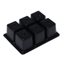 Кассета для рассады, 6 ячеек по 120 мл, пластик, чёрная, 18×13×6 см, набор 10 шт., Greengo