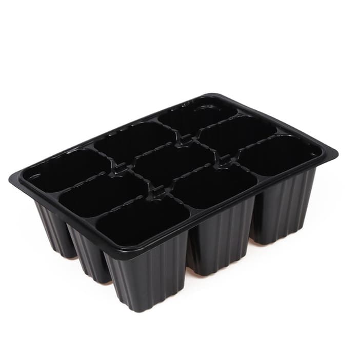 Кассета для рассады, 9 ячеек по 80 мл, пластик, чёрная, 18×13×6 см, Greengo