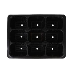 Кассета для рассады, 9 ячеек по 80 мл, пластик, чёрная, 18×13×6 см, Greengo