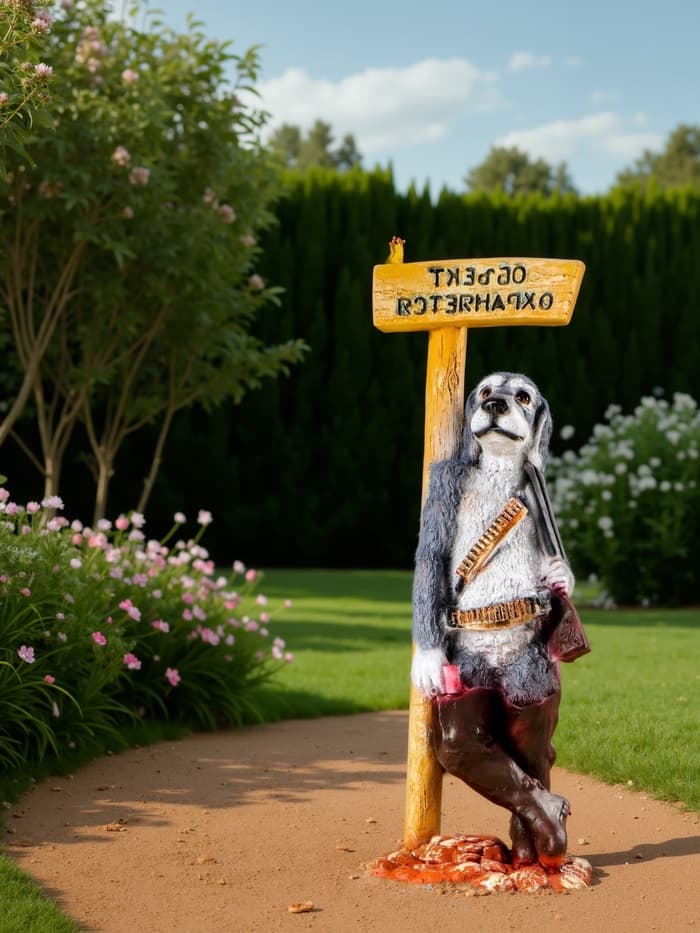 Садовая фигура из полистоуна «Собака - Объект охраняется», 59×20×24.5 см