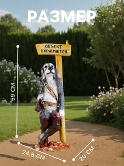 Садовая фигура из полистоуна «Собака - Объект охраняется», 59×20×24.5 см