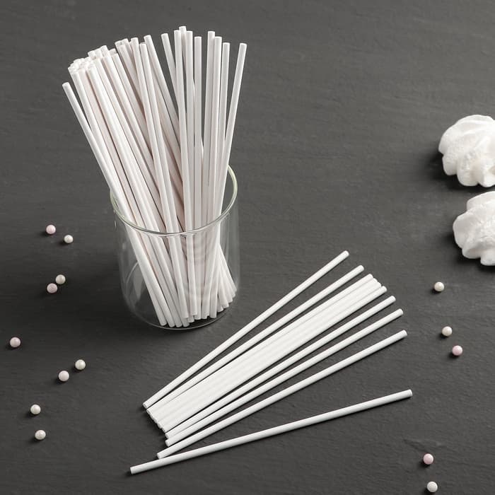 Палочки для кондитерских изделий, d=0.3 см, 15 см, набор 50 шт., бумага, белые