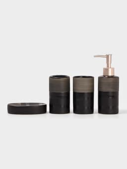 Аксессуары для ванной Доляна «Классика», 4 предмета: дозатор 300 мл, мыльница, 2 стакана, чёрные