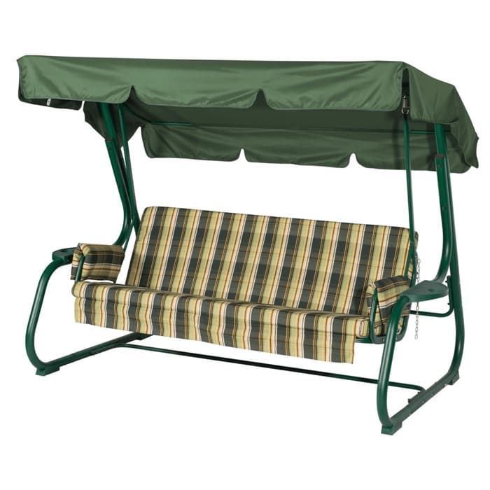 Качели садовые «Борнео», 226×136×165 см, металл, 3-местные, зелёные