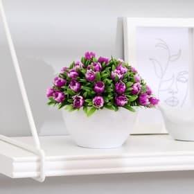 Искусственный цветок в горшке «С цветочными бутонами», 10×11 см, МИКС