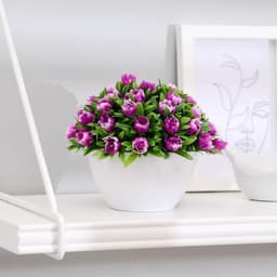 Искусственный цветок в горшке «С цветочными бутонами», 10×11 см, МИКС