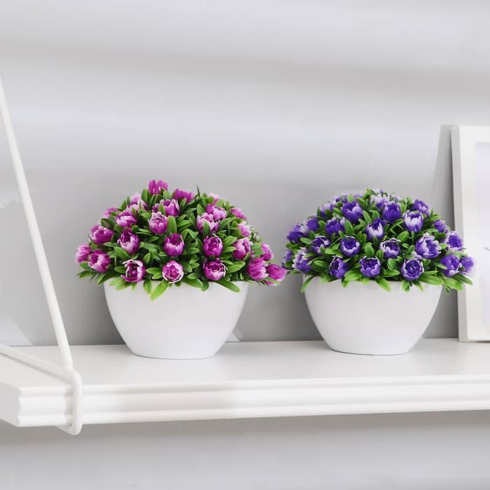 Искусственный цветок в горшке «С цветочными бутонами», 10×11 см, МИКС