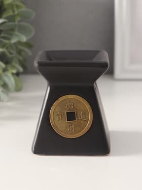 Аромалампа для эфирных масел «Монета», керамика, 8×7.5×7.5 см, чёрная