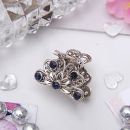 Крабик для волос «Синий туман», цветок, 2.3 см, серебристый