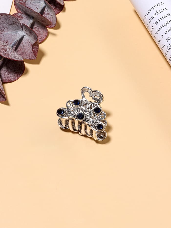 Крабик для волос «Синий туман», цветок, 2.3 см, серебристый