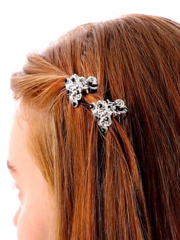 Крабик для волос «Синий туман», цветок, 2.3 см, серебристый