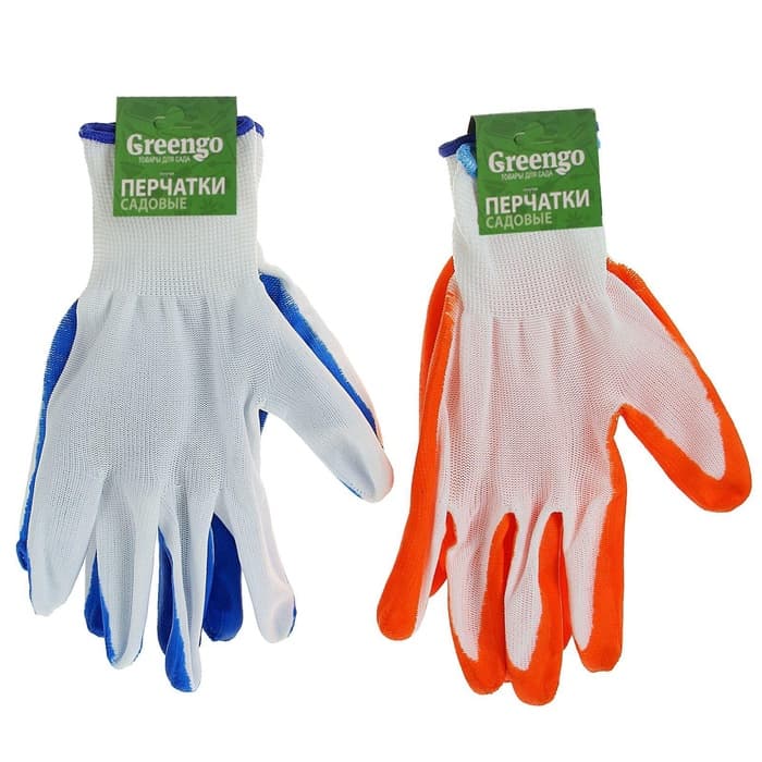Перчатки садовые, нейлоновые, с нитриловым полуобливом, размер 8, МИКС, Greengo