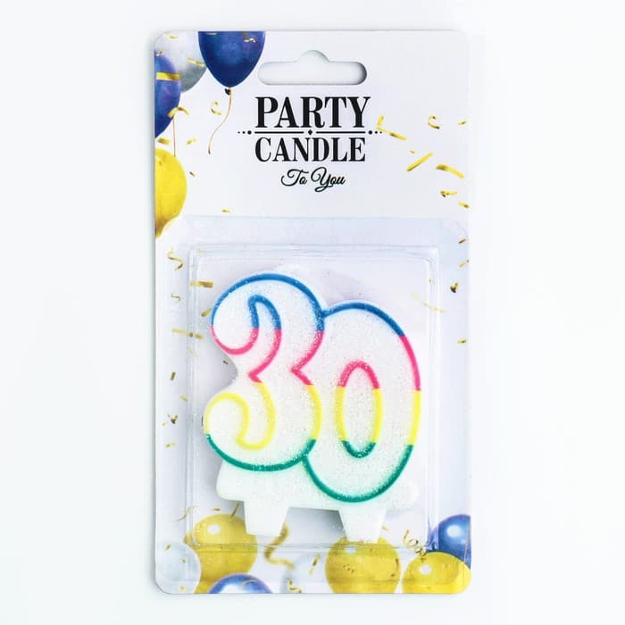 Свеча для торта «Цифра 30», 7.5 см
