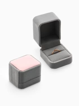Футляр под кольцо, серьги «Геометрия», бархатный, 5×5.5 см, серо-розовый