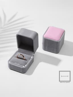 Футляр под кольцо, серьги «Геометрия», бархатный, 5×5.5 см, серо-розовый