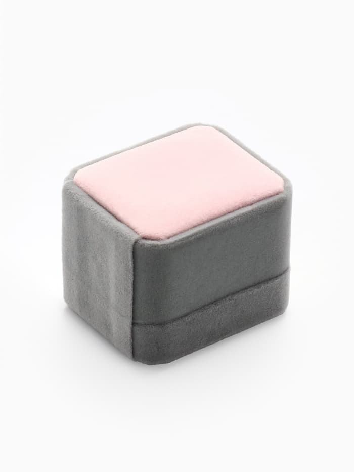 Футляр под кольцо, серьги «Геометрия», бархатный, 5×5.5 см, серо-розовый