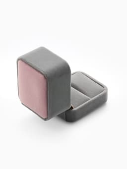 Футляр под кольцо, серьги «Геометрия», бархатный, 5×5.5 см, серо-розовый