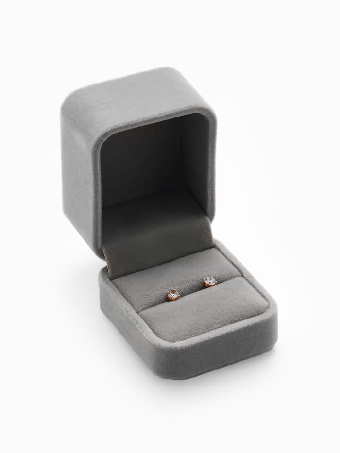Футляр под кольцо, серьги «Геометрия», бархатный, 5×5.5 см, серо-розовый