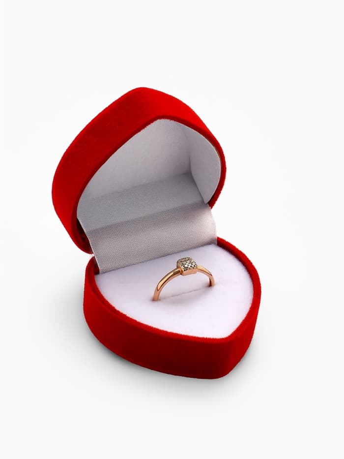 Футляр под кольцо, серьги «Сердце с рамкой из точек», бархатный, 5×5 см (±0.5 см ), красный