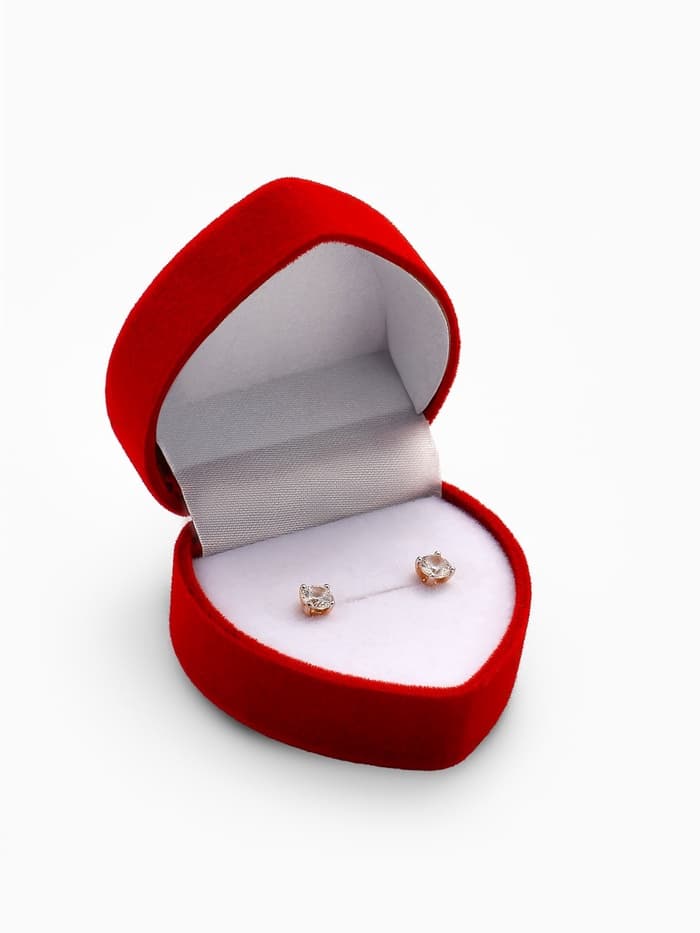 Футляр под кольцо, серьги «Сердце с рамкой из точек», бархатный, 5×5 см (±0.5 см ), красный