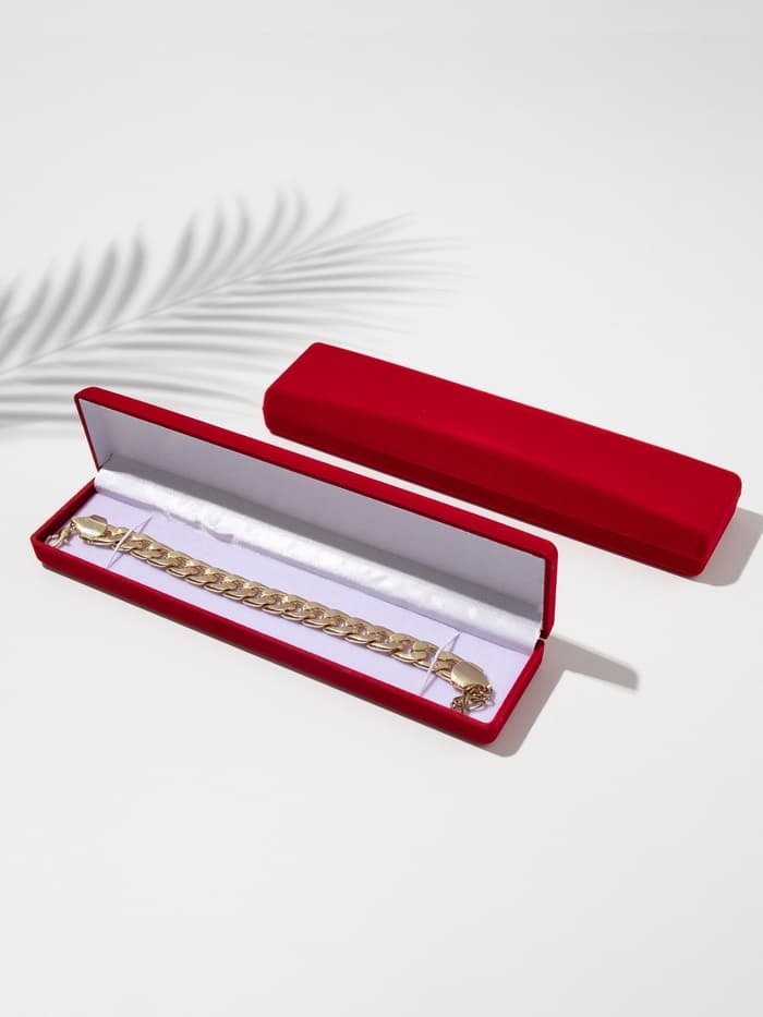 Футляр бархатный под браслет, цепочку, часы «Пенал», 21.5×5×2.5 см, красный, вставка белая