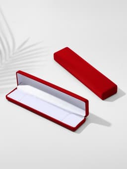 Футляр бархатный под браслет, цепочку, часы «Пенал», 21.5×5×2.5 см, красный, вставка белая