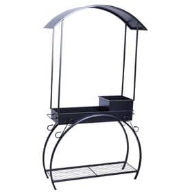 Мангал кованый, 90×32×202 см, 35 кг, толщина металла 2.5 мм, с дровяником и крышей