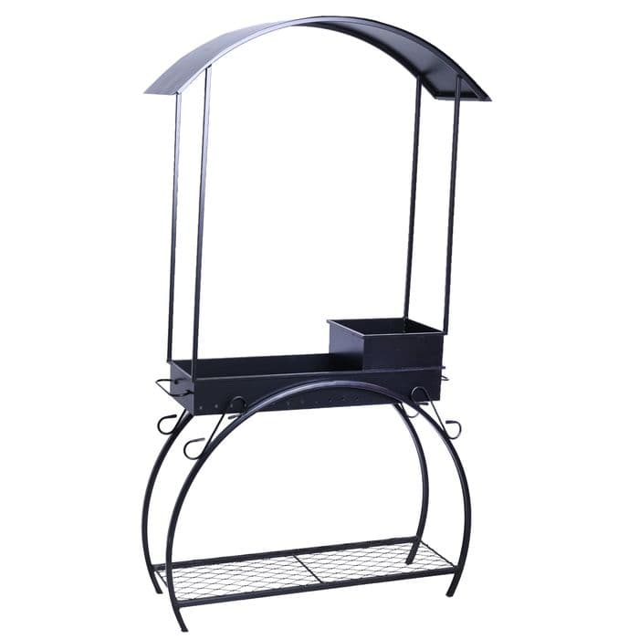 Мангал кованый, 90×32×202 см, 35 кг, толщина металла 2.5 мм, с дровяником и крышей