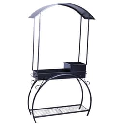 Мангал кованый, 90×32×202 см, 35 кг, толщина металла 2.5 мм, с дровяником и крышей