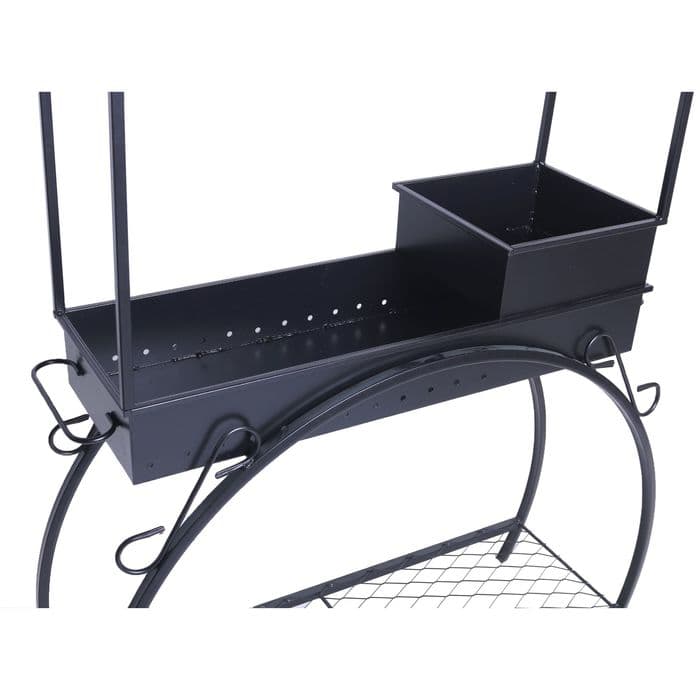 Мангал кованый, 90×32×202 см, 35 кг, толщина металла 2.5 мм, с дровяником и крышей