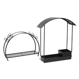 Мангал кованый, 90×32×202 см, 35 кг, толщина металла 2.5 мм, с дровяником и крышей