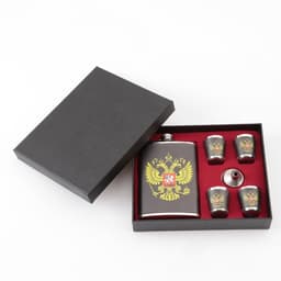 Подарочный набор «Россия»: фляжка 270 мл, 4 стопки, воронка