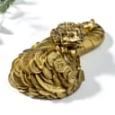 Нэцкэ фигурка «Жаба на роге изобилия», полистоун, под бронзу, 4.5×6.5×12.5 см