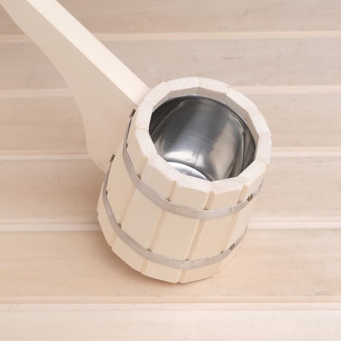 Ковш - черпак для бани и сауны «Емеля», 500 мл, липа, нержавеющая вставка, 42 см, «Добропаровъ»