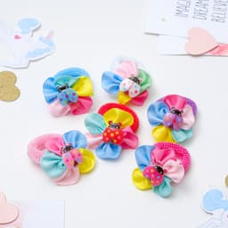 Резинки для волос Выбражулька «Весёлый глянец», набор 6 шт., цветок божья коровка